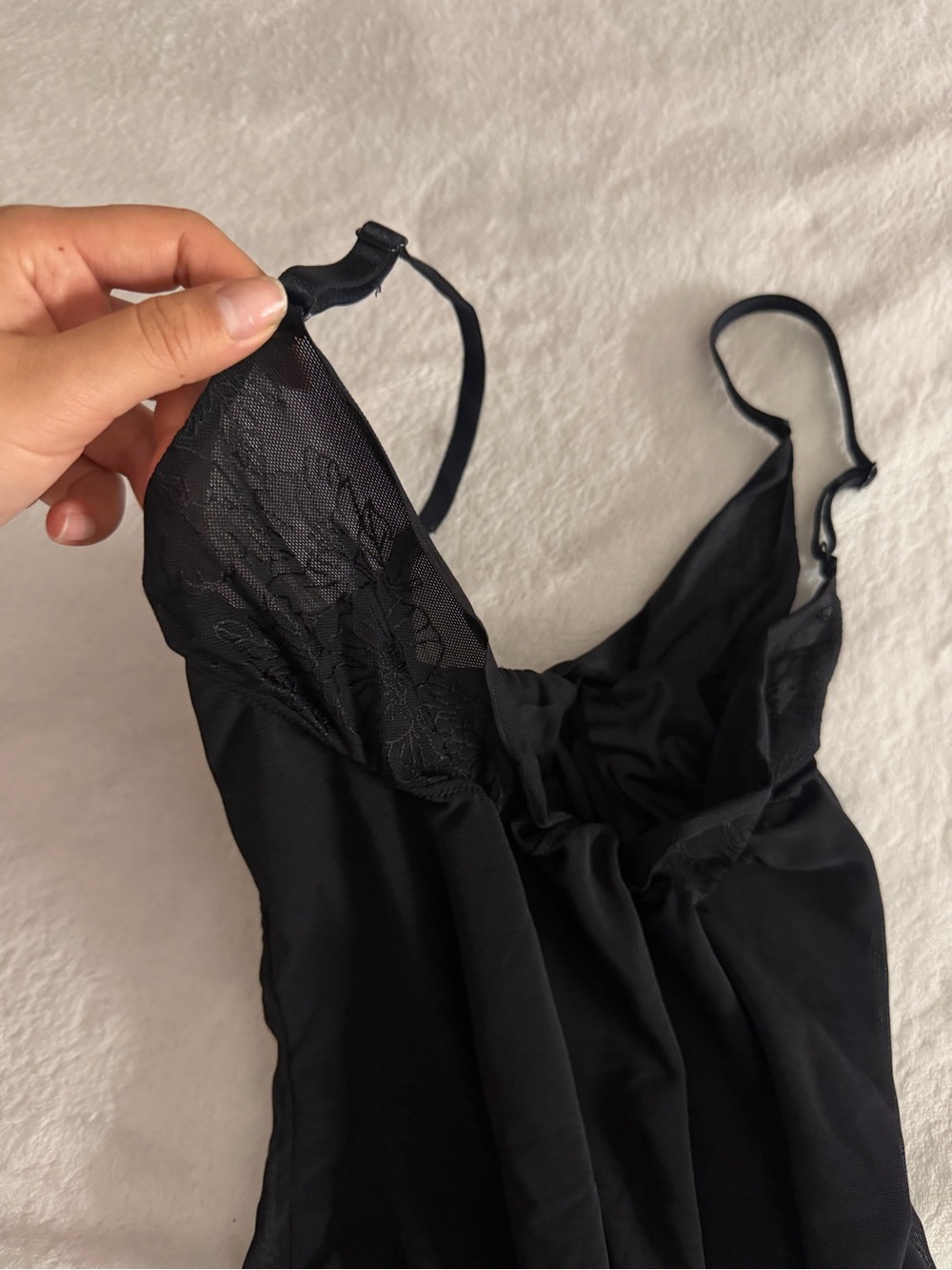 Black Mesh Body-Shaping Bodysuit